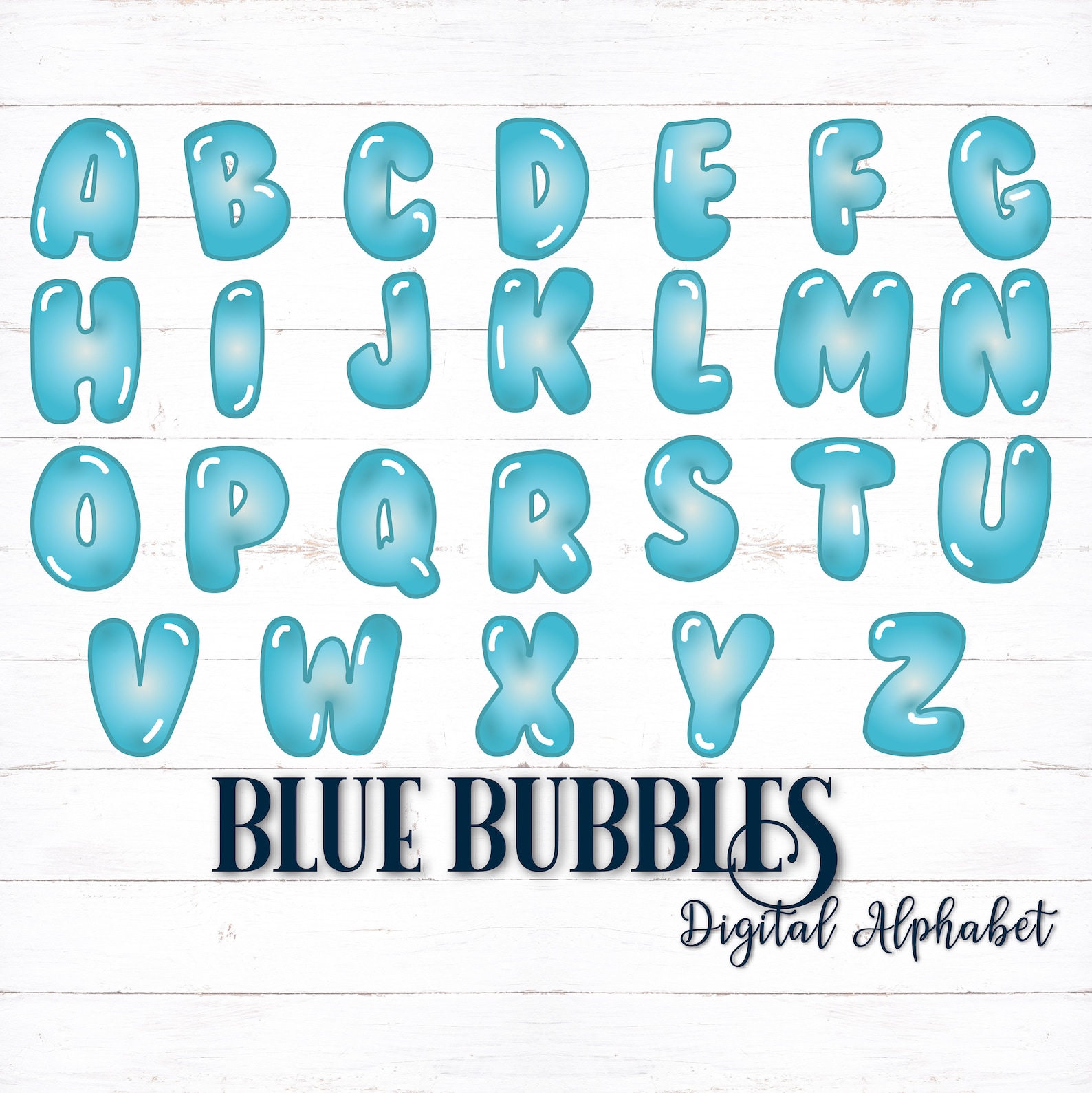 Printable Digital Alphabet Letters Bubble Letters Bubble Etsy