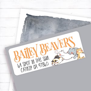 Sleeping Cats Custom Return Address Labels, Cat Nap Stickers