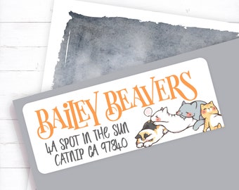 Sleeping Cats Custom Return Address Labels, Cat Nap Stickers