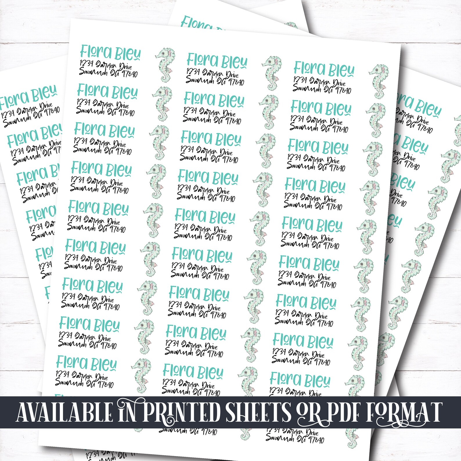 Seahorse Address Label Ocean Address Whale Cute Seahorse | Etsy