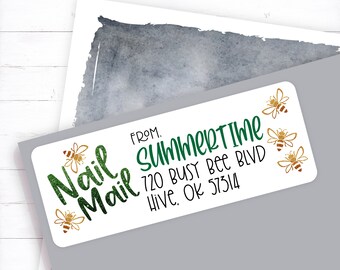 Nail Mail Address Stickers, Nail Mail Return Address Labels, Nail Mail Stickers, Mailing Stickers, Envelope Stickers, Summer, Bumble Bee