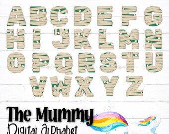 Fun Halloween Mummy Design Digital Alphabet, Printable Alphabet Letters, Mummy Letters, Mummy Alphabet, Halloween Alphabet, PDF Alphabet