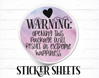 Happy Mail Stickers, Happy Mail Labels, Mailing Stickers, Happy Mail, Warning Happiness, Package Sticker, Order Sticker