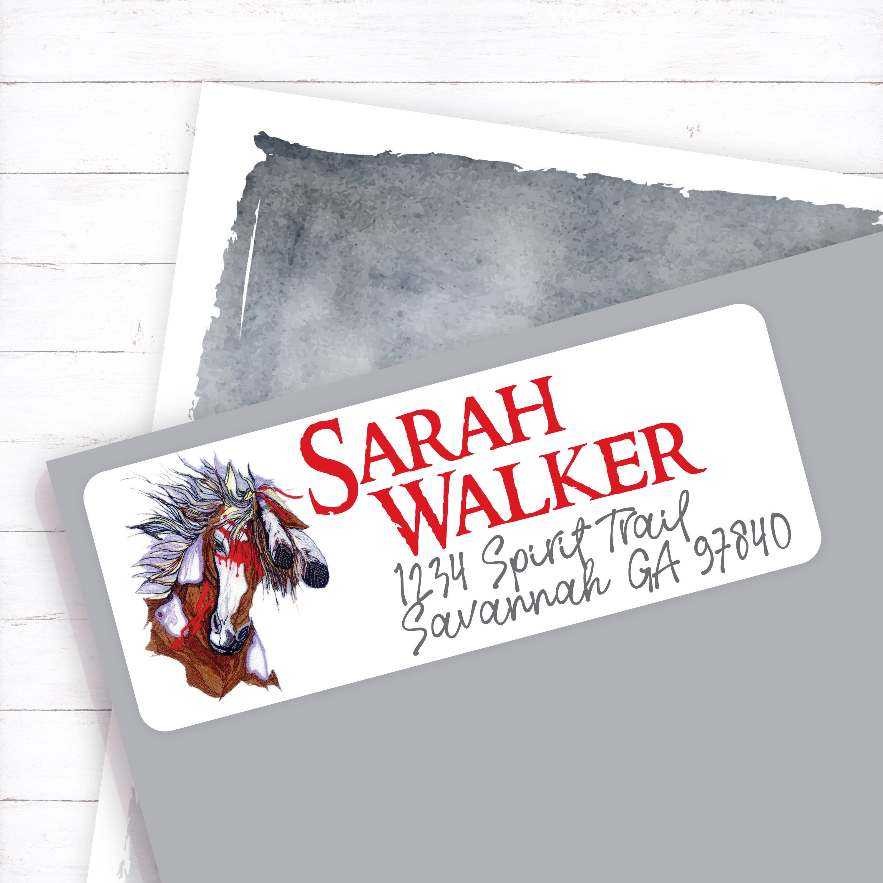 Paper Address & Shipping Labels indian war horse personalized address