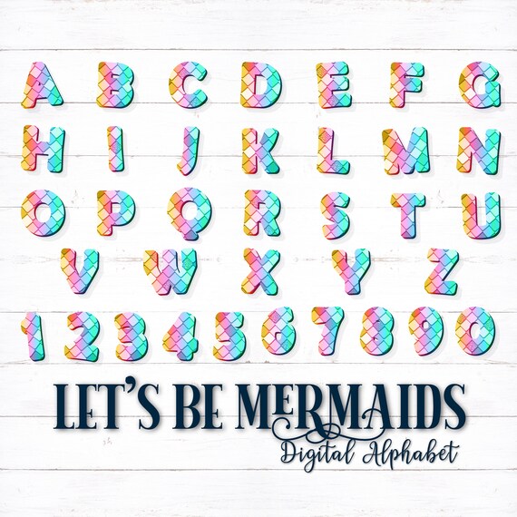 printable digital alphabet letters printable letters mermaid etsy