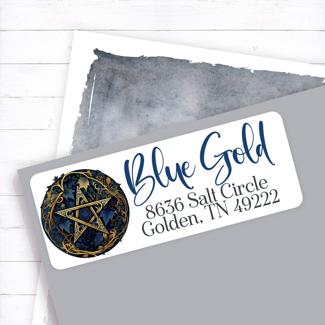 Steampunk Pentagram Address Label, Wiccan Address Sticker, Dark Gothic ...
