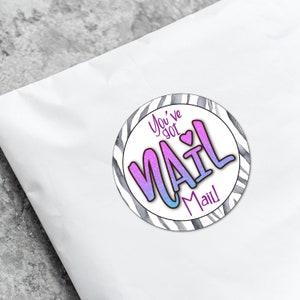 Zebra Glitter Nail Mail Sticker, Zebra Nail Mail, Animal Print Nail Mail, Youve Got Nail Mail, Round Nail Mail, Nail Mail Order Sticker image 3