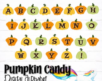 Pumpkin Candy Halloween Digital Printable Alphabet, Halloween Letters, Pumpkin Letters, Fun Halloween Font, Halloween Crafts, School Crafts