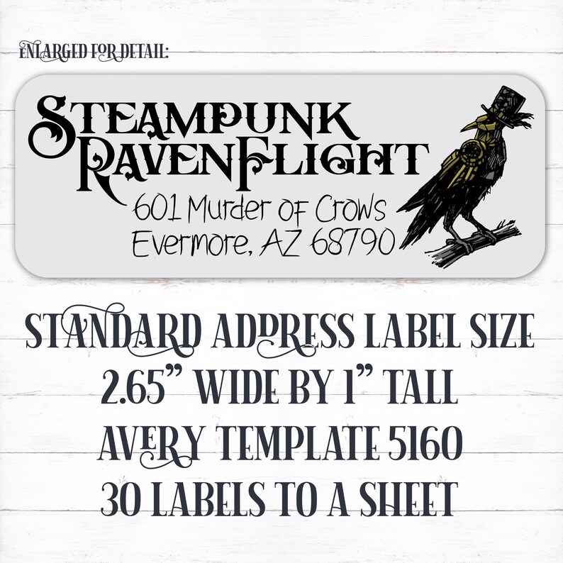 Steampunk Address Label Steampunk Raven Raven Crow Address - Etsy