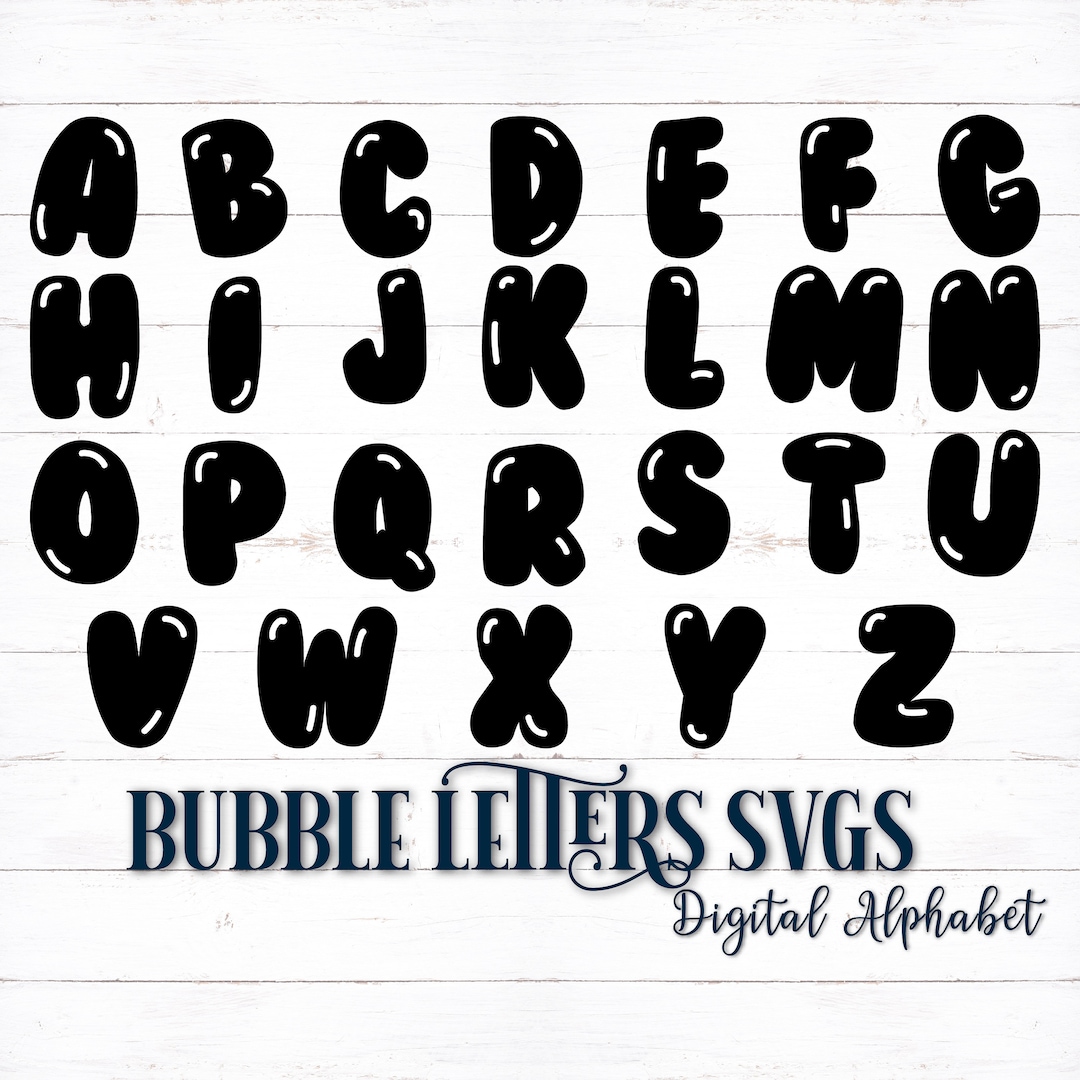 Printable Digital Alphabet Letters, Bubble Letters, Bubble Alphabet