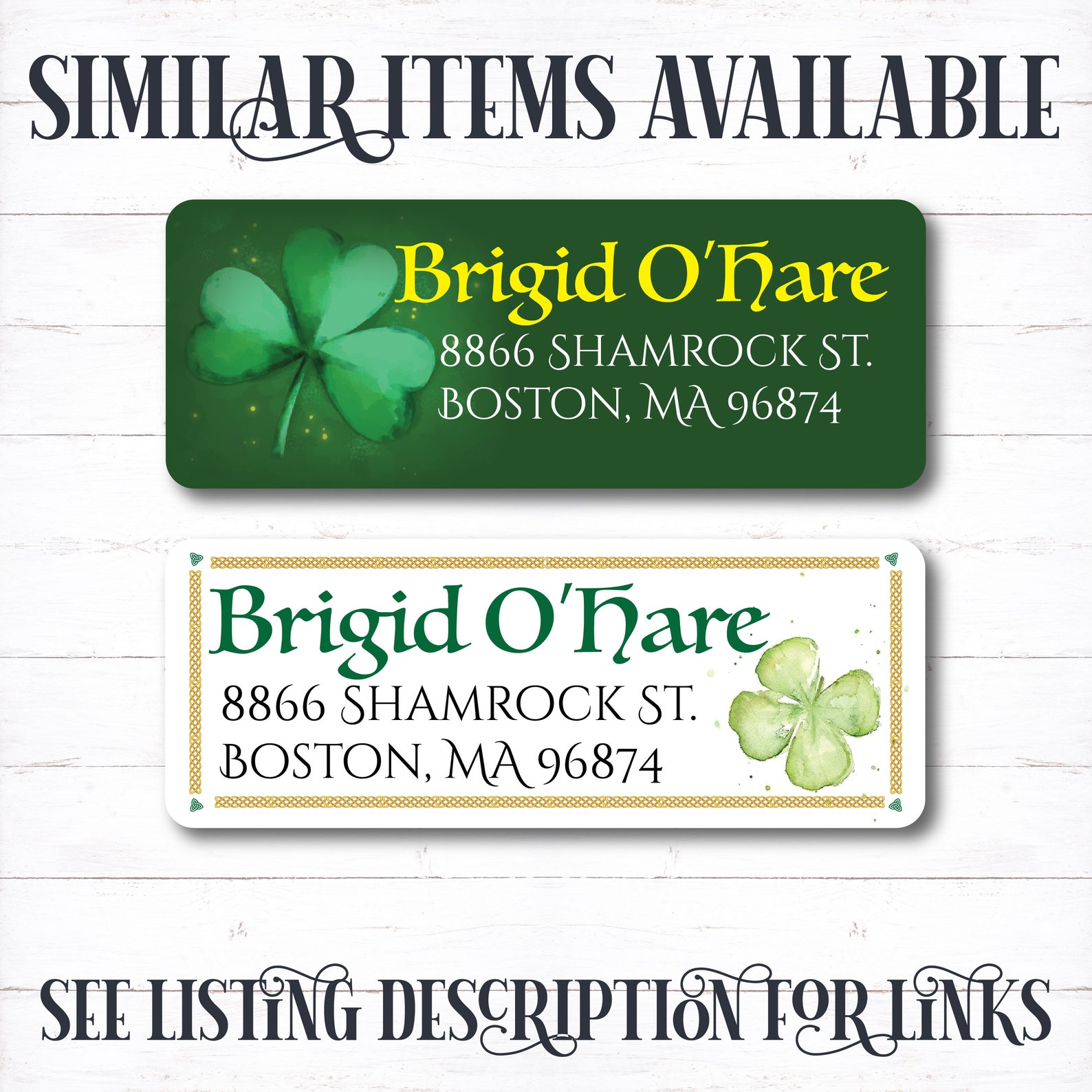 Shamrock Address Label Clover Return Address Irish Wedding Etsy