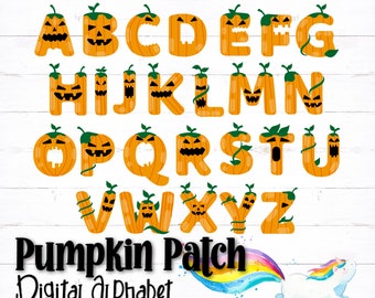 Fun Pumpkin Patch Digital Alphabet, Cute Halloween Pumpkin Letters, Fun Bulletin Board Alphabet, Holiday Alphabet, PDF Alphabet, PNG Letters