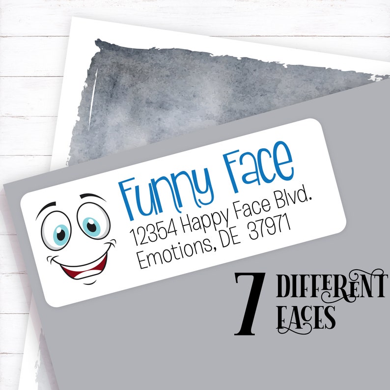 Funny Face Address Label Smiley Face Address Goofy Face Etsy