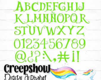 Printable Digital Alphabet Letters, Halloween Letters, Ghost Alphabet, Halloween Alphabet, Creepshow Alphabet, Green, Ghost Letters