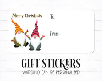 Christmas gnome to from sticker, gnome xmas to from, xmas gnome christmas gift tag, cute gnome xmas tag sticker, gnome gift, gift stickers