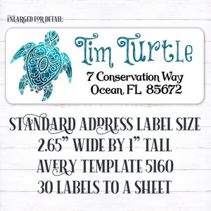 custom return, address label, personalized return, address sticker, personalized label, turtle address, sea turtle, ocean, conservation image 3