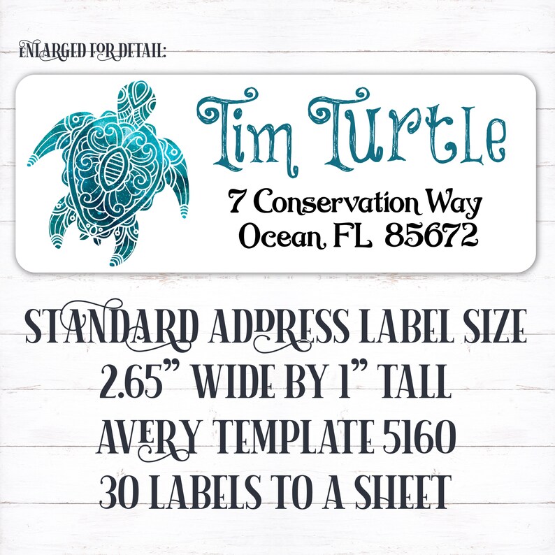 custom return, address label, personalized return, address sticker, personalized label, turtle address, sea turtle, ocean, conservation image 3