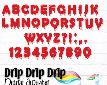 Red Bloody Digital Alphabet, Halloween Alphabet, Printable Alphabet Download, Crafting Alphabet Clipart, PNG Alphabet, PDF Alphabet, Blood