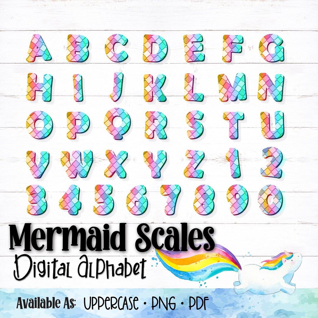 Printable Digital Alphabet Letters, Printable Letters, Mermaid Alphabet