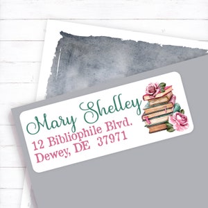 Book address label, library address label, book lover label, book lover sticker, reader address label, book lover, reader, vintage address