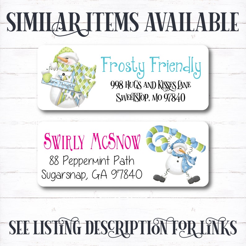 Cute Snowman Christmas Card Address Label, Winter snowmen address label, Christmas snowman decor, Christmas address label, snowman sticker image 5