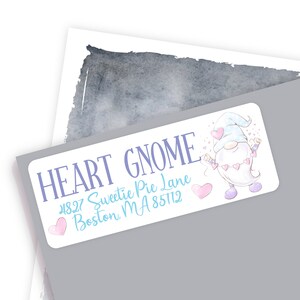 Adorable Pastel Gnome Valentines Day Address Label, Gnome Heart Custom Address Sticker, Gnome Love Personalized Mailing Label, Be My Gnome