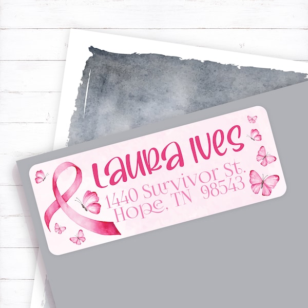 Breast Cancer Return Address Label Etsy