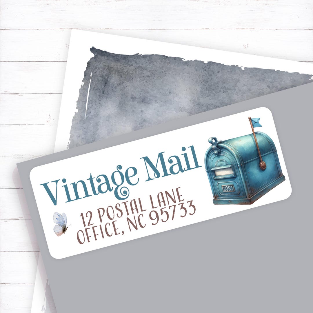 Vintage Mailbox Return Address Label, Antique Mailbox Mailing Label, We ...