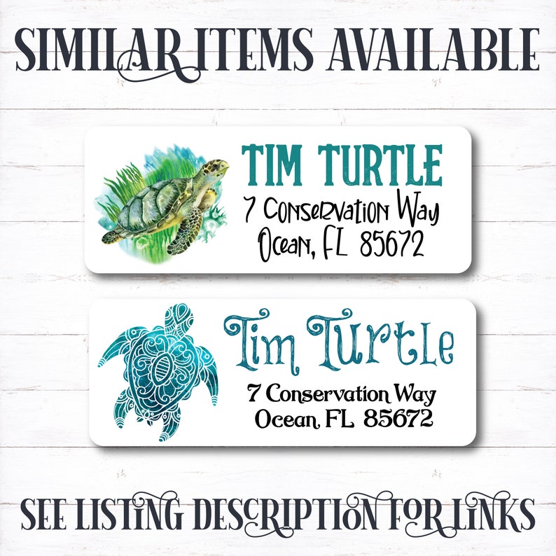Turtle Labeles Personalized Sea Turtle Address Labels, Ocean Conservation - Etsy