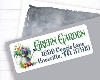Gardening Return Address Label, Garden Vegetable Address Sticker, Watering Can Mailing Label, Spring Envelope Sticker, Garden Lover Gift