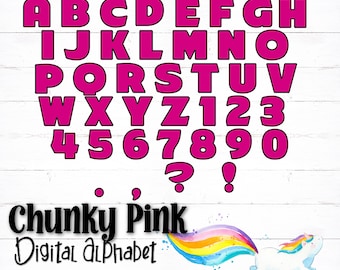 Pink Printable Digital Alphabet Letters, Chunky Letters, Block Alphabet, Pink Alphabet, PDF Alphabet, PNG Alphabet, Cartoon Alphabet