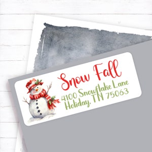 Fun Snowman Christmas Return Address Label, Christmas Card Address Sticker, Christmas Envelope Mailing Label, Snowman Lover, Snowman Sticker