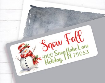 Fun Snowman Christmas Return Address Label, Christmas Card Address Sticker, Christmas Envelope Mailing Label, Snowman Lover, Snowman Sticker