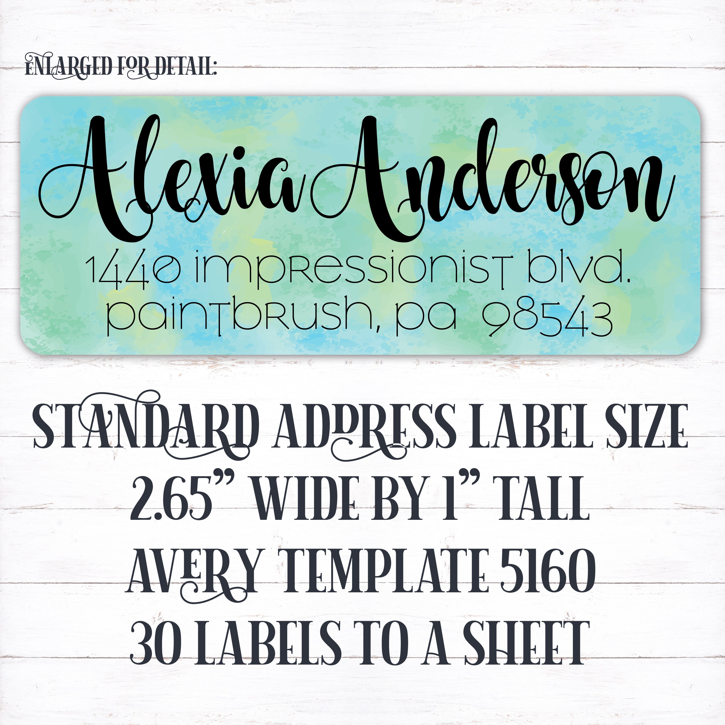Elegant Watercolor Background Return Address Sticker, Blue Address ...