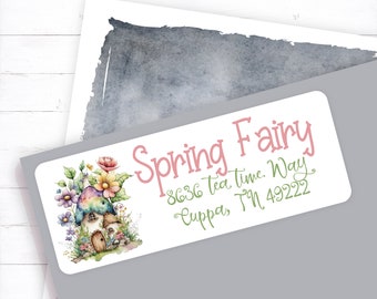 Spring Floral Fairy House Address Label, Fairy Flower Home Address Sticker, Cute Home Envelope Label, Fairy Mailing Label, Fairy Sticker