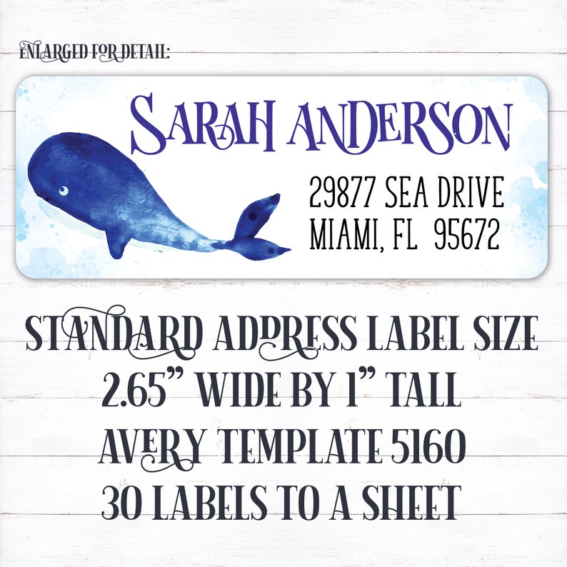 Whale Address Label Ocean Address Whale Cute Blue Whale Etsy