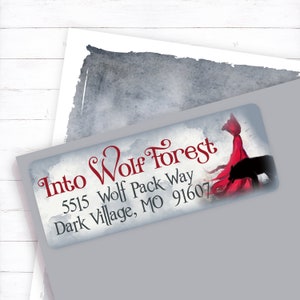 Red Riding Hood Gothic Address Label, Dark Gothic Wolf Address Sticker, Red Riding Hood, Wolf, Fairytale address, Fairytale, Fantasy address