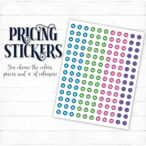 Customizable Pricing Stickers, Price Labels, Trade Show, Expo, Flea Market Supplies