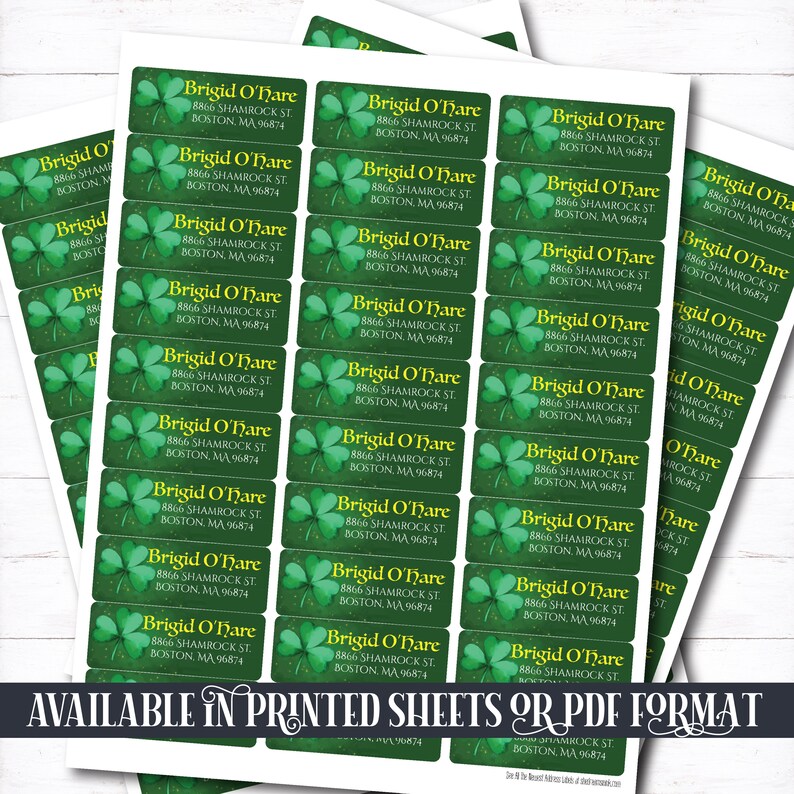 Shamrock Mailing Labels Irish Return Sticker Celtic Wedding Etsy