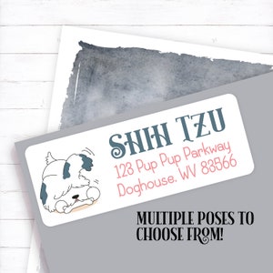 Fun Dog Address Stamp, Dog Love Pet Address Label, Shih Tzu Return Labels, Cute Dog Address Sticker, Puppy Mailing Label, Dog Lover Envelope