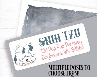 Fun Dog Address Stamp, Dog Love Pet Address Label, Shih Tzu Return Labels, Cute Dog Address Sticker, Puppy Mailing Label, Dog Lover Envelope