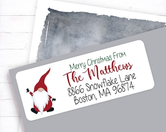 custom return, address label, personalized return, address sticker, personalized address, Holiday Gnome, Christmas, Gnome