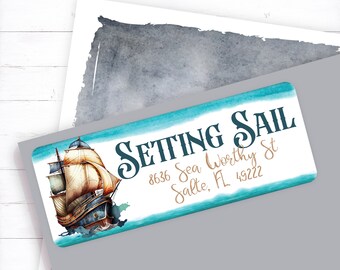 Vintage Sailing Ship Theme Address Labels, Pirate Ship Address Stickers, Watercolor Ship Sticker, Ocean Address, Clipper Ship, Sailor, Sea