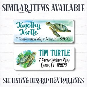 custom return, address label, personalized return, address sticker, personalized label, turtle address, sea turtle, ocean, conservation image 5