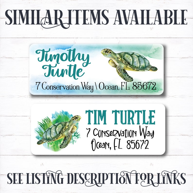 custom return, address label, personalized return, address sticker, personalized label, turtle address, sea turtle, ocean, conservation image 5