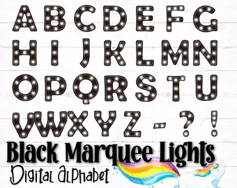 Printable Digital Alphabet Letters, Marquee Letters, Marquee Alphabet, Black Alphabet, PDF Alphabet, PNG Alphabet, Alphabet, Marquee Lights