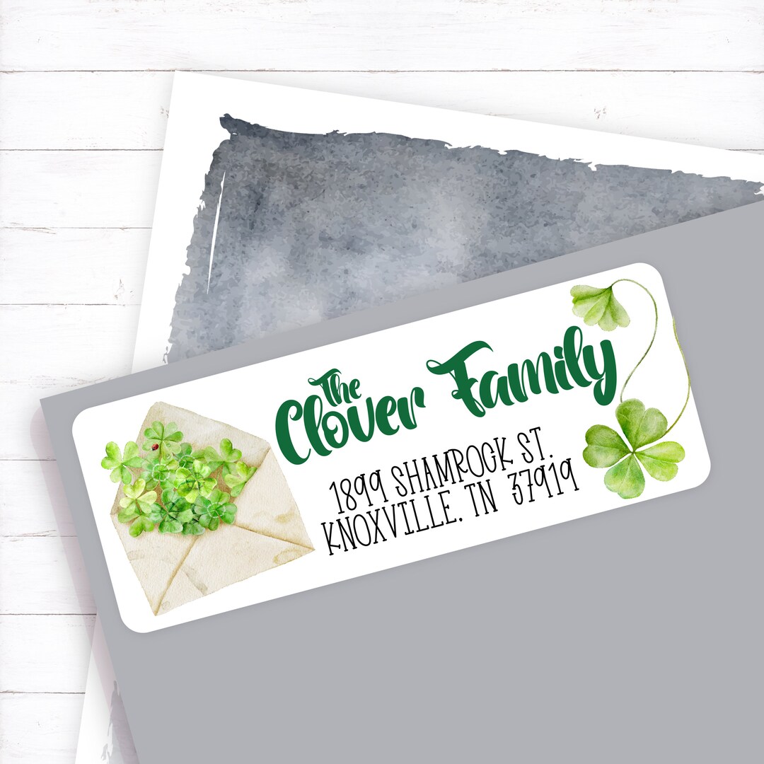 Shamrock Mail Address Label, Shamrock Bouquet Mailing Label, St