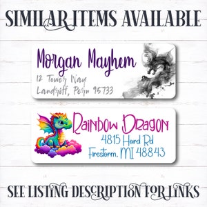 Baby Dragon Address Label, Black Dragon Address Sticker, Fantasy Mailing Label, Dragon Skull Envelope Sicker, Fantasy Dragon Sticker, Dragon image 5