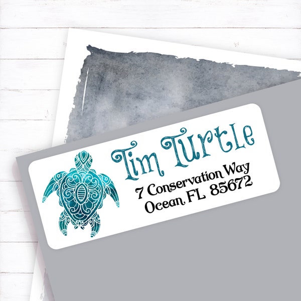 custom return, address label, personalized return, address sticker, personalized label, turtle address, sea turtle, ocean, conservation