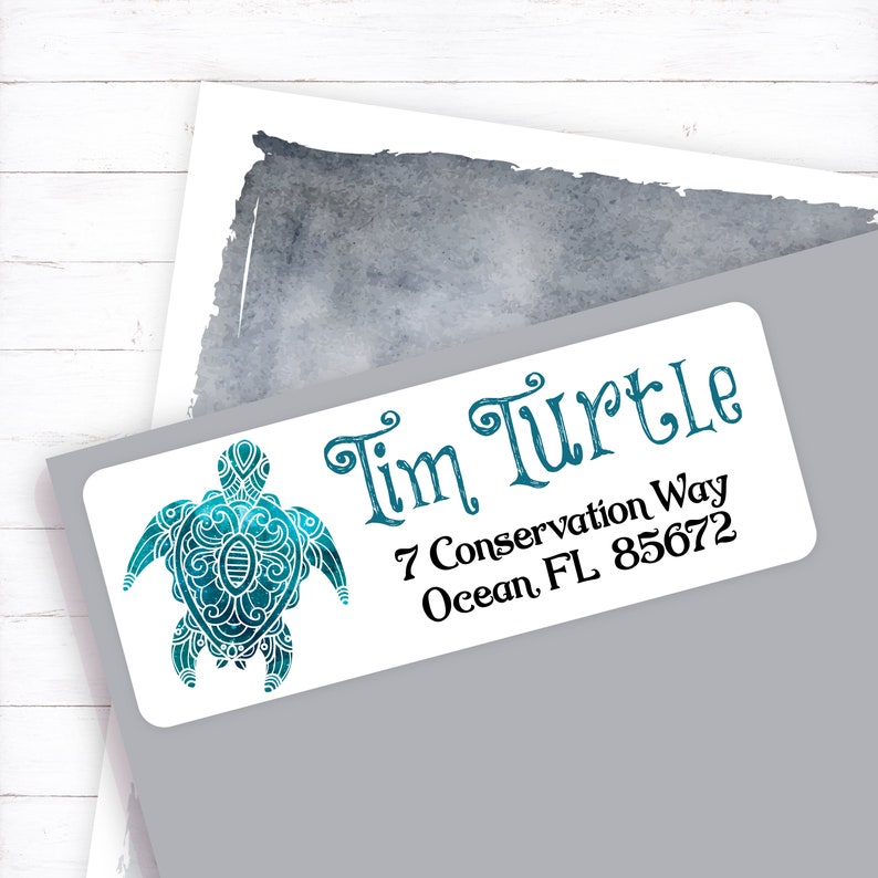 custom return, address label, personalized return, address sticker, personalized label, turtle address, sea turtle, ocean, conservation image 1